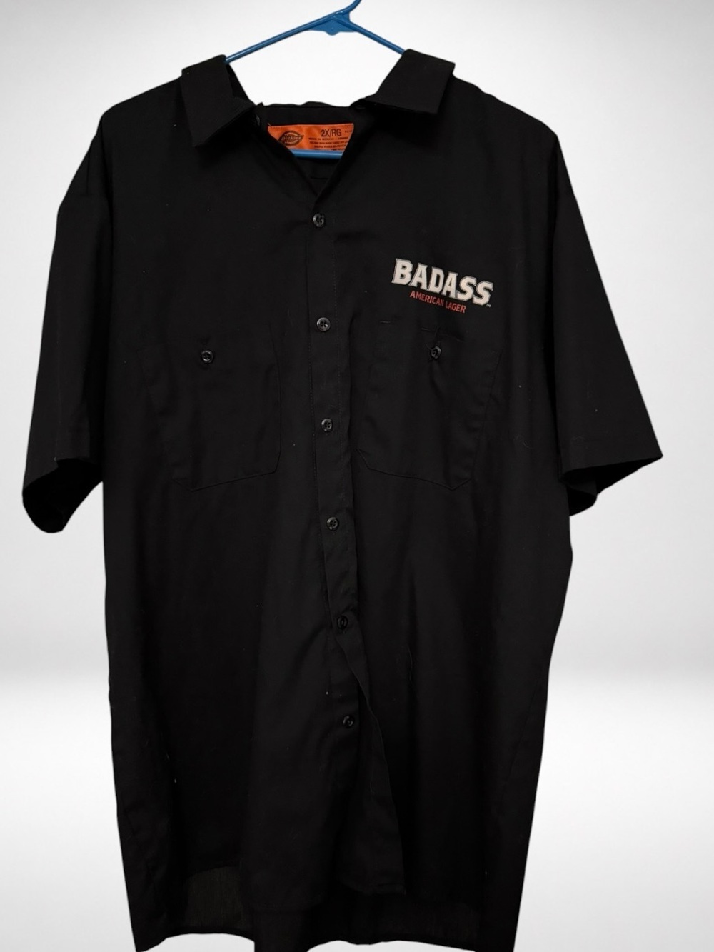 Dickies Badass American Lager Beer Work Shirt Black 2XL Brewery Logo Kid Rock